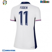 Camisa de Futebol Inglaterra Phil Foden #11 Equipamento Principal Mulheres Europeu 2024 Manga Curta